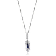 Load image into Gallery viewer, Gin and Grace 10K White Gold Genuine blue Sapphire Pendant with Diamonds for women | Ethically, authentically &amp; organically sourced (Emerald-cut) shaped Sapphire hand-crafted jewelry for her | Sapphire Necklace for women
