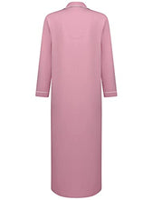 Load image into Gallery viewer, Women Full Length Nightgown Long Sleeve Cotton Soft Jersey Knit Nighty Notch Collar Button Up Comfortable Loungewear Dress (Dusty Pink, Large)
