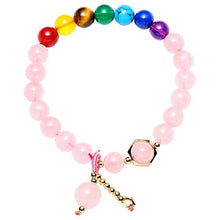 Load image into Gallery viewer, Jewever Rose Quartz Crystal Beads Bracelet 7 Chakra Crystals and Healing Stones Star Bracelets for Women Stretch
