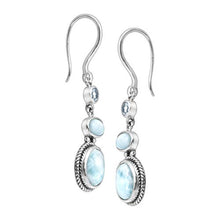 Load image into Gallery viewer, Silpada 'Blue Blazes' Natural Larimar &amp; Blue Topaz Drop Earrings in Sterling Silver
