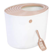 Load image into Gallery viewer, IRIS USA (586962) Top Entry Cat Litter Box with Cat Litter Scoop, White &amp; Beige Punt-530, Large

