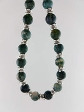 Load image into Gallery viewer, Moss Agate Natural Green Gemstone 6 mm Beads Bracelet, 7.5 inches, with Solid 925 Sterling Silver Spacers, Lobster Clasp, for Men, for Women
