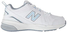 Load image into Gallery viewer, New Balance womens 608 V5 Casual Comfort Cross Trainer, White/Light Blue, 6.5 Wide US
