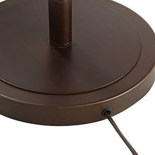 Load image into Gallery viewer, Elias Industrial Farmhouse Floor Lamp with Nightlight LED Oil Rubbed Bronze Off White Oatmeal Fabric Drum Shade for Living Room Reading Bedroom Office - Franklin Iron Works

