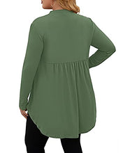 Load image into Gallery viewer, Button Henley Shirts Defjooy Plus Size Peplum Tops For Women Long Sleeve Tunics Teacher Royal Blue 2X
