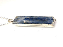 Load image into Gallery viewer, Kyanite Necklace, Raw Blue Kyanite, Silver Electroplated Setting, Statement Necklace, Healing Gemstone.

