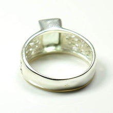 Load image into Gallery viewer, 55Carat Genuine Green Amethyst Ring for Men Silver Band Rectangle Shape Feburary Birthstone Pcs Size 4-13
