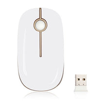 Load image into Gallery viewer, Jelly Comb 2.4G Slim Wireless Mouse with Nano Receiver Less Noise, Portable Mobile Optical Mice for Notebook, PC, Laptop, Computer, MacBook - White and Gold
