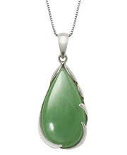 Load image into Gallery viewer, Sterling Silver Natural Jade Teardrop Necklace Pendant
