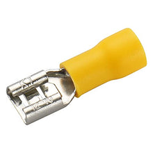 Load image into Gallery viewer, Baomain Male &amp; Female Quick disconnects Vinyl Insulated Spade Wire Connector Electrical Crimp Terminal 12-10 AWG 6.3mm Yellow 100 Pack
