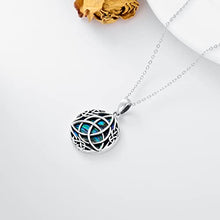 Load image into Gallery viewer, Trinity Celtic Knot Necklace with Simulated Abalone Shell Sterling Silver Vintage Triquetra Round Lucky Celtic Necklace for Women Teen Girls Irish Jewelry
