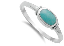 Load image into Gallery viewer, Women's Simple Simulated Turquoise Unique Ring New .925 Sterling Silver Band Size 7
