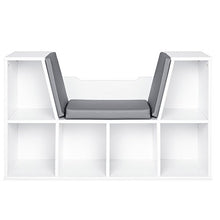 Load image into Gallery viewer, Best Choice Products Multi-Purpose 6-Cubby Kids Bedroom Storage Organizer Bookcases Shelf Furniture Decoration w/Cushioned Reading Nook, White

