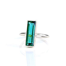 Load image into Gallery viewer, Green Tourmaline Gemstone Bar Ring, Geometric October Birthstone Ring, Adira Ring Series
