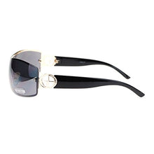 Load image into Gallery viewer, Womens Elegant Rimless Shield Warp Luxury Designer Sunglasses Gold Black

