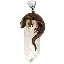 Load image into Gallery viewer, STARBORN Creations Gecko Carving Danburite 925 Sterling Silver Pendant YE-1814
