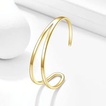 Load image into Gallery viewer, E 14K Gold Plated Open Wide Cuff Bangles Bracelets for Women Teen Girls, Simple Open Adjustable Womens Wrist Cuff Bracelet Minimalism Jewelry Gift for Women Girls
