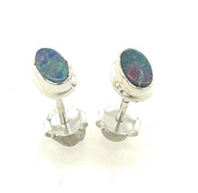 Load image into Gallery viewer, Genuine Australian Blue, Green Opal 925 Solid Sterling Silver Earrings 6mm
