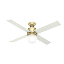 Load image into Gallery viewer, HUNTER 59320 Hepburn Indoor Ceiling Fan with LED Light and Wall Control, 52", Modern Brass
