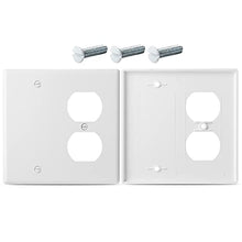 Load image into Gallery viewer, Bates- 2-Gang Combination Wall Plate, 2 Pack, 1 Duplex/1 Blank Standard Size, 2 Gang Wall Plate, Outlet Covers, Wall Plates, Outlet Wall Plate, Double Gang Wall Plate, Outlet Cover 2 Gang.

