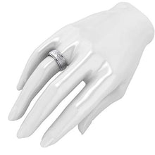 Load image into Gallery viewer, Heavy Solid Sterling Silver 8mm Hammered Unisex Wedding Band Comfort Fit Ring Raised Center Polished Sides (12)
