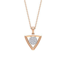Load image into Gallery viewer, Minimalist Triangle Pendant, SGL Certified 0.22Ct Diamond Cluster Pendant, Stackable Bridesmaid Necklace, Mixed Metal Drop Pendant, Geometric Pendant 18K Rose Gold With Chain
