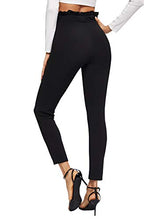 Load image into Gallery viewer, Floerns Women's Stretchy Workwear Office Skinny Pants with Belt A Black S
