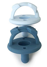 Load image into Gallery viewer, Itzy Ritzy Sweetie Soother Pacifier Set of 2- Silicone Newborn Pacifiers with Collapsible Handle &amp; Two Air Holes for Added Safety; Set of 2 in Light Blue &amp; Dark Blue, Ages Newborn &amp; Up
