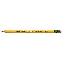 Load image into Gallery viewer, Ticonderoga Laddie Tri-Write Pencils, Wood-Cased #2 HB Soft, Intermediate Size Triangular with Eraser, Yellow, 36-Pack (13042)
