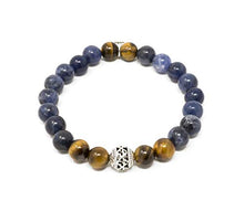 Load image into Gallery viewer, Larimar Accessories | 8mm Mala Beads Bracelet | Mala Gemstone Bracelet | Mala Yoga Bracelet | Mala Prayer Bracelet | Mala Meditation Beads Bracelet | (Sodalite &amp; Tiger Eye)

