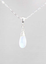Load image into Gallery viewer, Moonstone Gemstone Pendant Necklace with Sterling Silver Chain, June Birthstone 18 Inch Length
