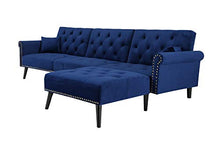 Load image into Gallery viewer, elvet Fabric Sectional Sofa Set Corner Couch with Chaise Lounge Living Room Furniture (Navy Blue)
