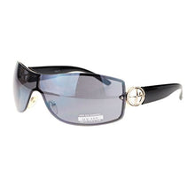 Load image into Gallery viewer, Womens Elegant Rimless Shield Warp Luxury Designer Sunglasses Gold Black

