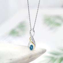Load image into Gallery viewer, Gem Stone King 2 Tone 10K Yellow Gold And 925 Sterling Silver London Blue Topaz and White Lab Grown Diamond Pendant Necklace For Women (0.67 Cttw with 18 Inch Silver Chain)
