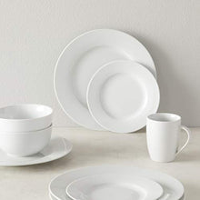 Load image into Gallery viewer, Amazon Basics 16-Piece Porcelain Kitchen Dinnerware Set with Plates, Bowls and Mugs, Service for 4 - White
