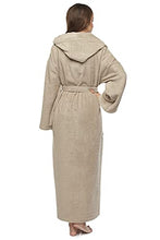 Load image into Gallery viewer, Arus Women's Hooded Classic Full Length Bathrobe Turkish Cotton Ankle Long Robe (XS,Latte)
