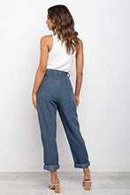 Load image into Gallery viewer, NIMIN Women's High Waisted Pants Loose Straight Leg Corduroy Pants Comfy Fall Clothes Casual Pants with Pockets Blue Grey Small
