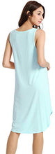 Load image into Gallery viewer, WiWi Womens Bamboo Pajamas Scoop Neck Nightgowns Sleeveless Lightweight Tank Loungewear Plus Size Sleep Shirts S-4X, Aqua, 4X
