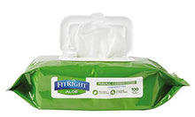 Load image into Gallery viewer, Medline FitRight Aloe Personal Cleansing Cloth Wipes, Unscented, 8 x 12 inch Adult Large Incontinence Wipes, 100 count, pack of 6 - White
