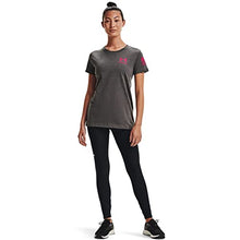 Load image into Gallery viewer, Under Armour Women's New Freedom Flag T-Shirt , Charcoal Medium Heather (019)/Virtual Pink , Small
