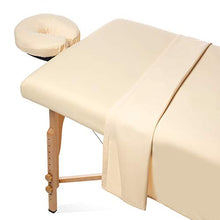 Load image into Gallery viewer, Saloniture 3-Piece Microfiber Massage Table Sheet Set - Premium Facial Bed Cover - Includes Flat and Fitted Sheets with Face Cradle Cover - Natural
