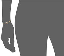 Load image into Gallery viewer, 18k Yellow Gold Plated Sterling Silver Turquoise, Created Blue Sapphire, and Diamond Accent Evil Eye Bolo Bracelet, 9"
