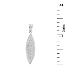 Load image into Gallery viewer, Fine 925 Sterling Silver Ocean Waves Surfboard Pendant Necklace, 16"
