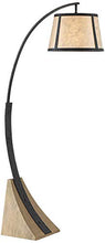 Load image into Gallery viewer, Oak River Rustic Mission Arc Floor Lamp Dark Gray Wood Base Mica Shade for Living Room Reading Bedroom Office - Franklin Iron Works
