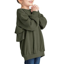 Load image into Gallery viewer, Vermisse Girls Kids Crewneck Sweatshirt Ruffles Cotton Solid Cute Long Sleeve Pullover Tops White
