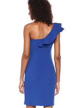 Load image into Gallery viewer, Calvin Klein Women's One Shoulder Sheath with Ruffle Arm Detail CD8B18PN, Regatta, 2
