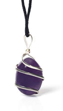 Load image into Gallery viewer, Raw Purple Amethyst Crystal Pendant Necklace –Focus Relax Concentrate Calm Natural Stress Aid Soothe Mind Emotions - Authentic Stone on Silver Plated 18" Chain Real Gemstone Chakra Healing Charm
