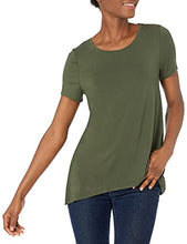 Load image into Gallery viewer, Amazon Essentials Women's Relaxed-Fit Short-Sleeve Scoopneck Swing Tee, Dark Olive, Small
