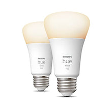 Load image into Gallery viewer, Philips Hue 2-Pack White A19 Medium Lumen Smart Bulb, 1100 Lumens, Bluetooth &amp; Zigbee Compatible (Hue Hub Optional), Works with Alexa &amp; Google Assistant, White (Dimmable Only)
