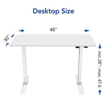 Load image into Gallery viewer, FLEXISPOT EC1 Essential Electric White Standing Desk Whole Piece 48 x 30 Inch Desktop Adjustable Height Desk Home Office Computer Workstation Sit Stand up Desk (White Frame + 48" White Top)
